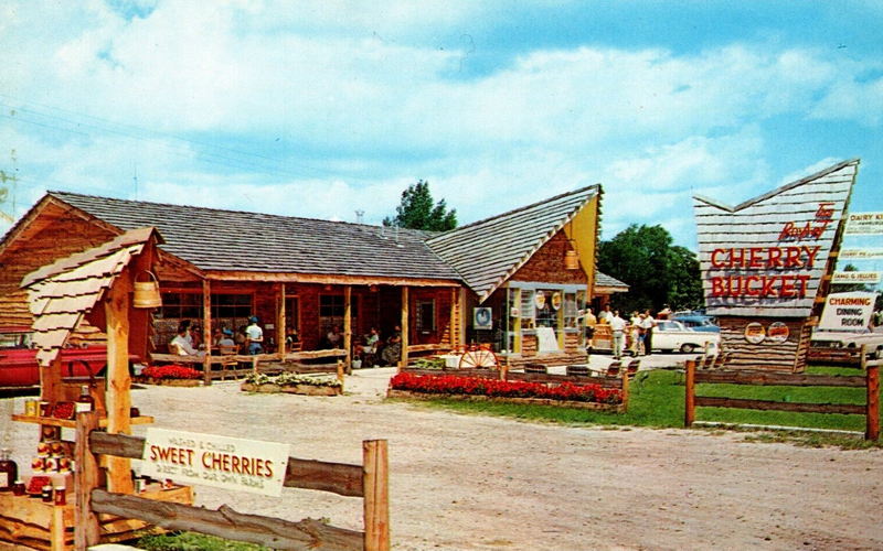 Cherry Bucket (Elk Harbor Restaurant) - Vintage Postcard